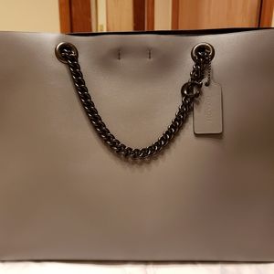 Refined calf leather coach tote